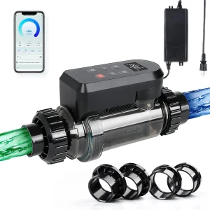 Salt Water Pool Chlorinator System – Smart Saltwater Chlorine Generator with Titanium Cell, FCC & ETL Certified, Wi-Fi & App Control, Digital Panel, Self-Cleaning, for Pools up to 40,000 Gallons